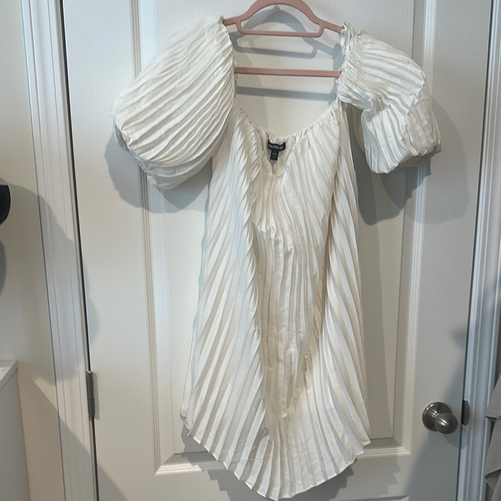 Express White Pleated Mini Dress